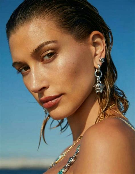 Hailey Baldwin for Versace Dylan Turquoise Fragrance Campaign